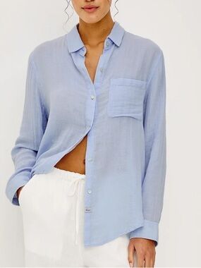Rails Ellis relaxed fit cotton gauze button down bluebell EUC size M